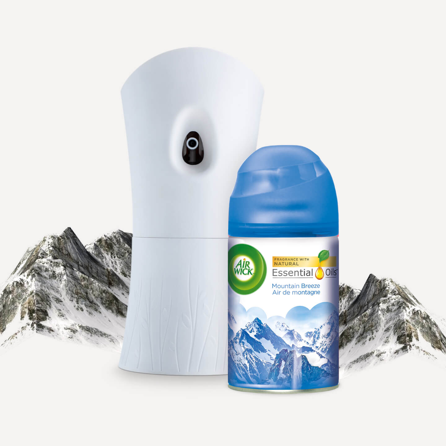 Air Wick Désodorisant Freshmatic, Kit de pulvérisation automatique,  Mountain Breeze, 1 appareil + 1 recharge - 180 g